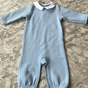 The Beaufort Bonnet Company Quilted Blue Footie with White Collar